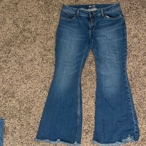 Wrangler jeans, size 27-29, darker blue, flared legs